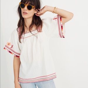 Madewell embroidered top size small
